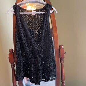 Black Lace Swimsuit Cover-Up, Size M